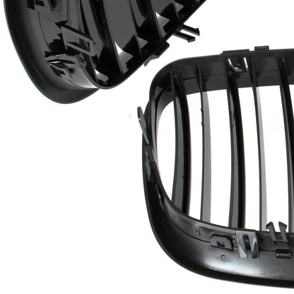 BMW X6 E71 07-14 grilles between headlights (kidneys) left + right set BLACK GLOSSY DOUBLE BAR