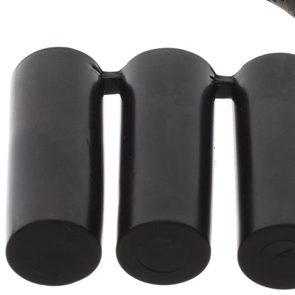 UNIVERSAL gear shift knob BLACK LEATHER + RED STITCHING + SILVER 6 GEARS