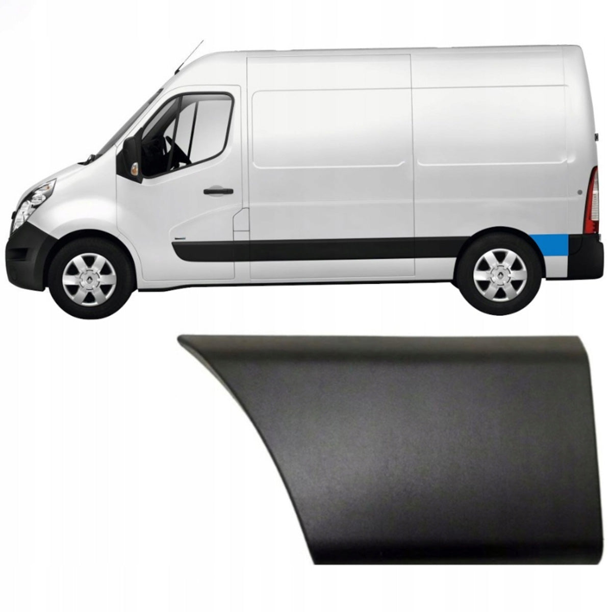 Renault Master III 2010- L2 version side molding BEHIND the rear wheel WITHOUT HOLE left