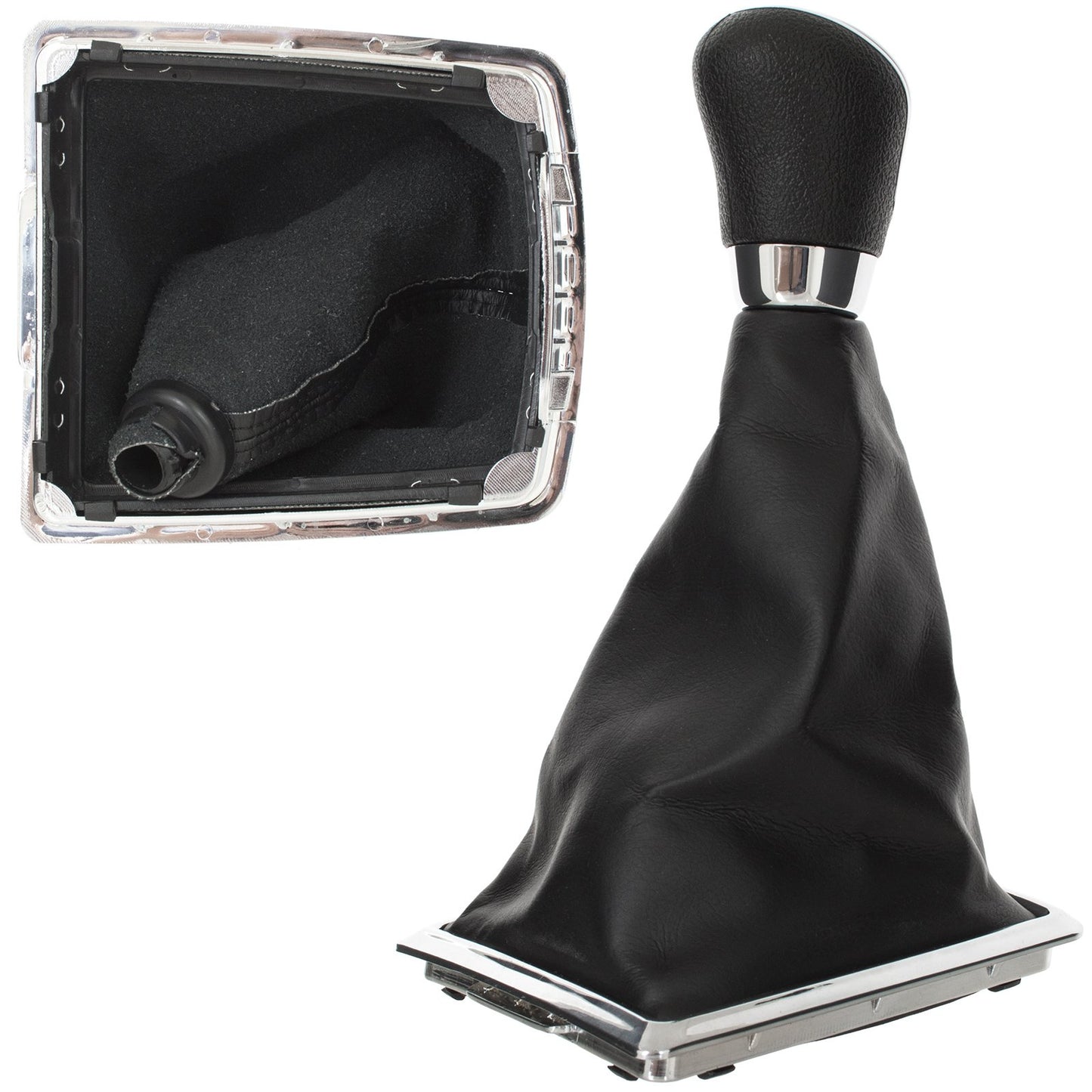 Ford Focus Mk2 04-11 gear knob SILVER + gaiter with frame CHROME 5 GEARS
