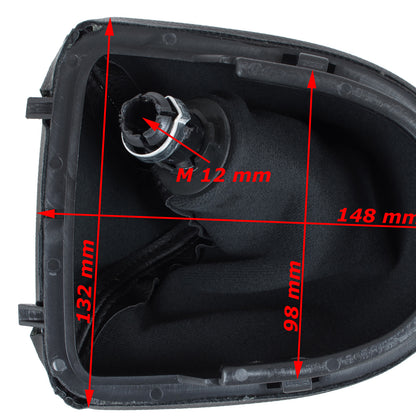 Seat Leon II 05-13 gear knob BLACK ECO-LEATHER + gaiter with frame 6 SPEEDS