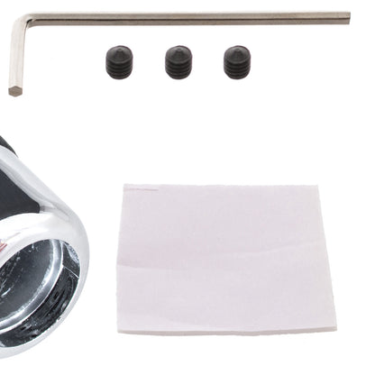 UNIVERSAL gear knob BLACK LEATHER + CHROME + 5 AND 6 SPEED EMBLEMS SET