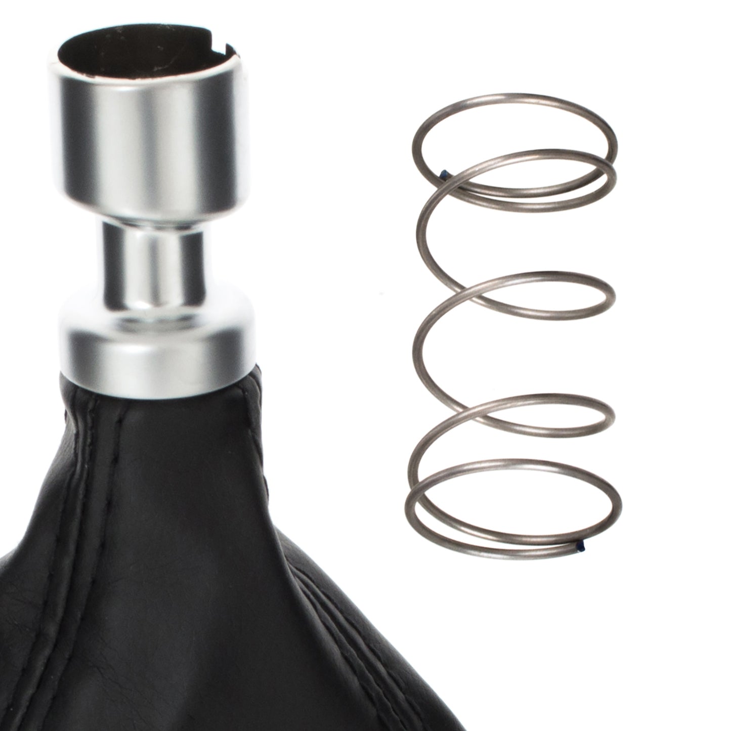 Ford Focus Mk3 11-14 gear knob BLACK ECO-LEATHER + SILVER + gaiter with frame 6 SPEEDS