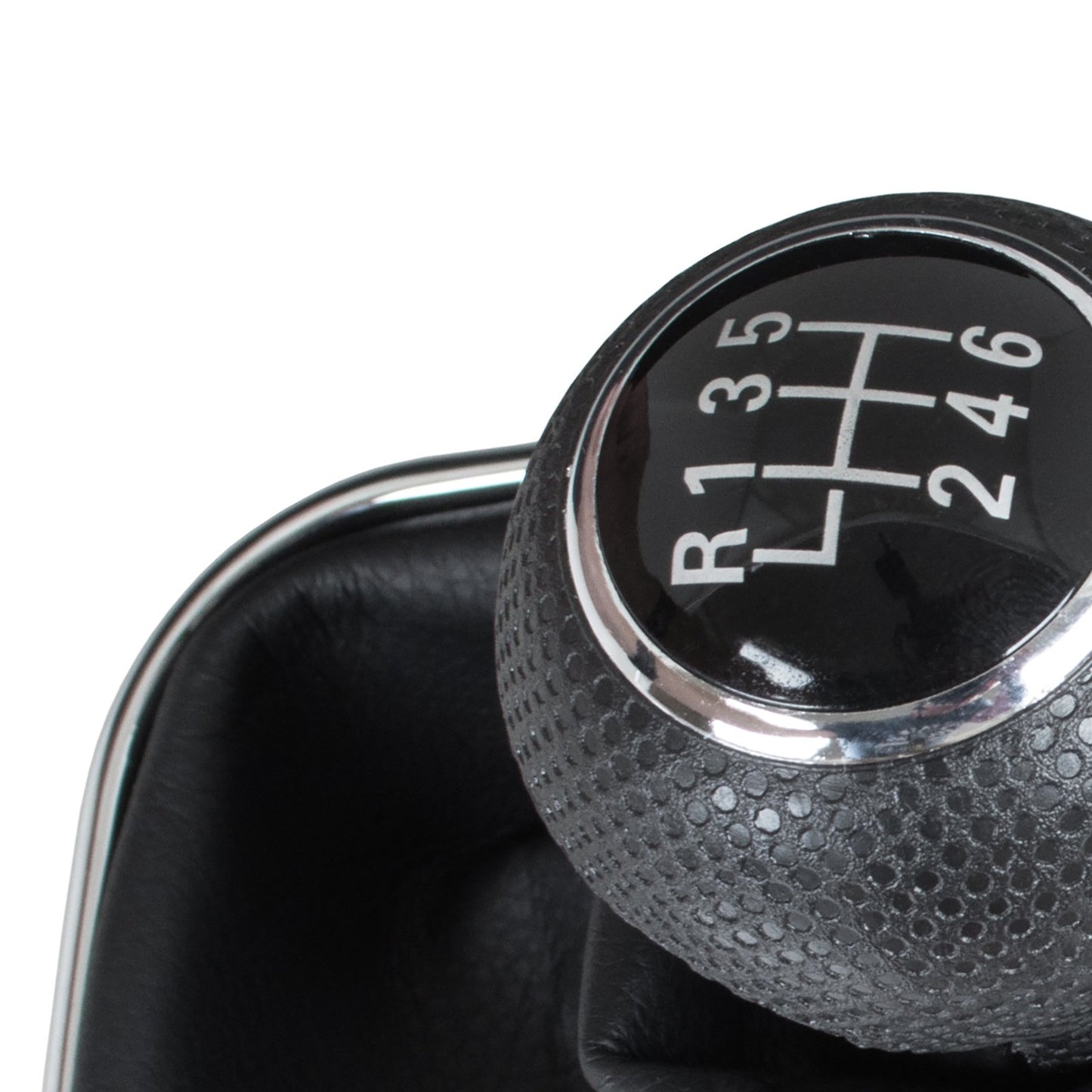 VW Golf IV 97-03 gear knob BLACK + gaiter with chrome frame 6 GEARS 23MM HOLE