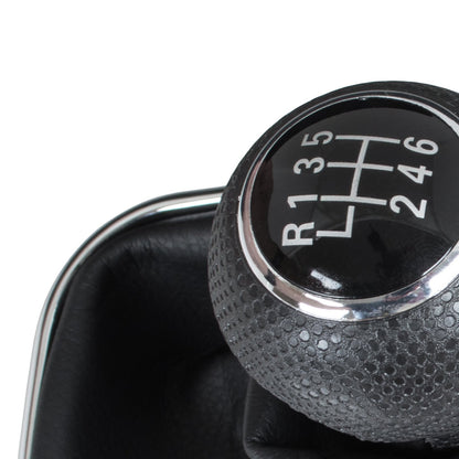 VW Golf IV 97-03 gear knob BLACK + gaiter with chrome frame 6 GEARS 23MM HOLE