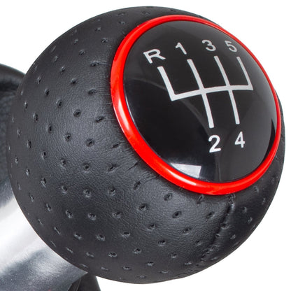 Audi A3 I 8L 96-03 BLACK gear knob + BLACK GAITER with RED STITCHING RED RING 5 GEARS REVERSE ON TOP