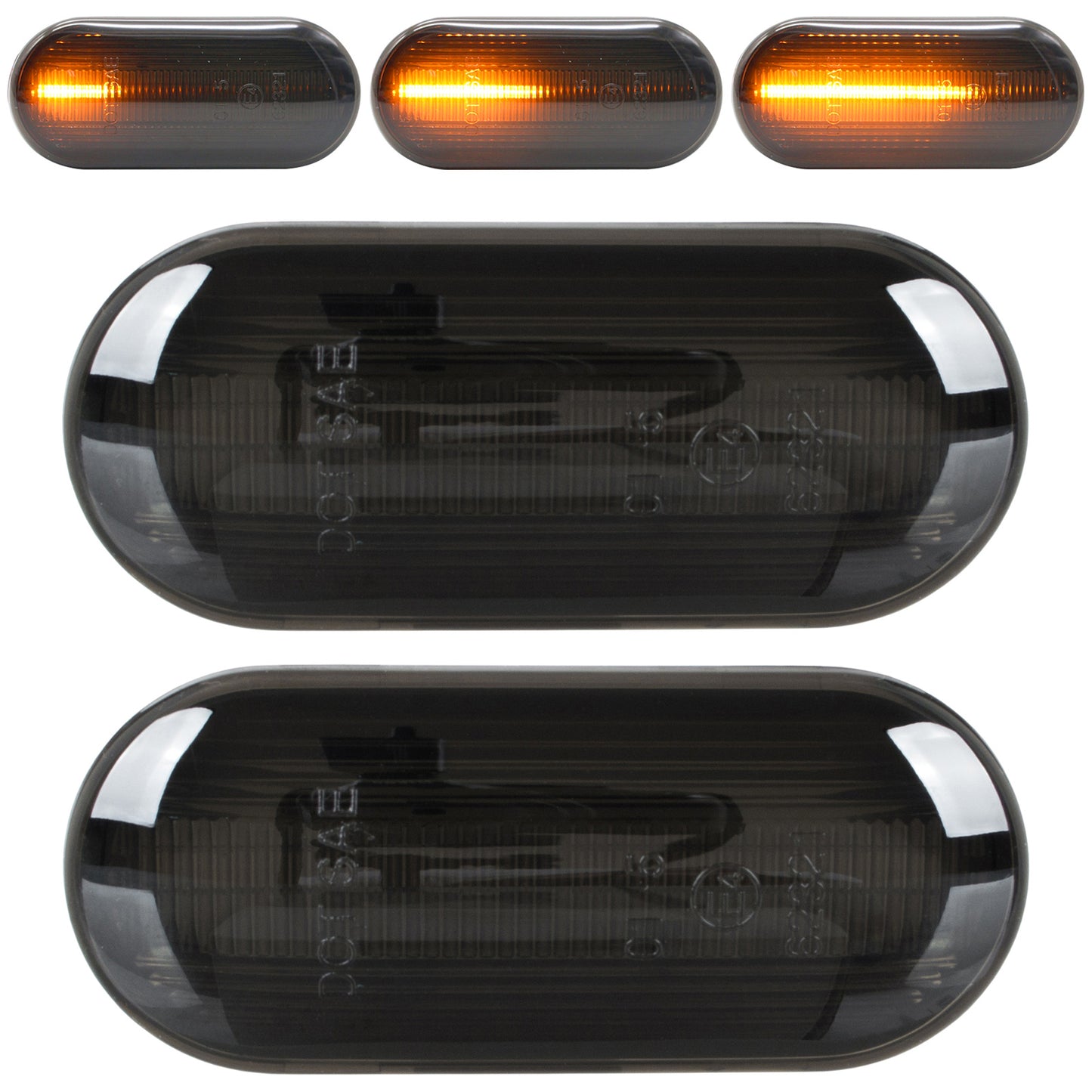 VW Bora Caddy II Golf IV Jetta Lupo Multivan V Passat B5 Polo III Sharan T5 LED DYNAMIC SMOKED side indicators 2 pcs. set