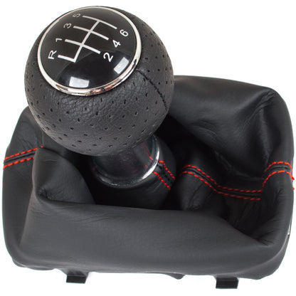 Audi A3 I 8L 96-03 BLACK gear knob + BLACK GAITER with RED STITCHING 6 SPEED