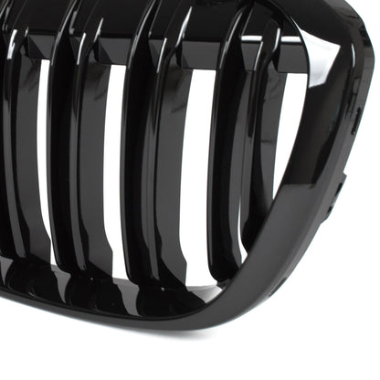BMW X1 F48 15-19 Grille (Kidneys) Left + Right Set BLACK GLOSSY DOUBLE BAR