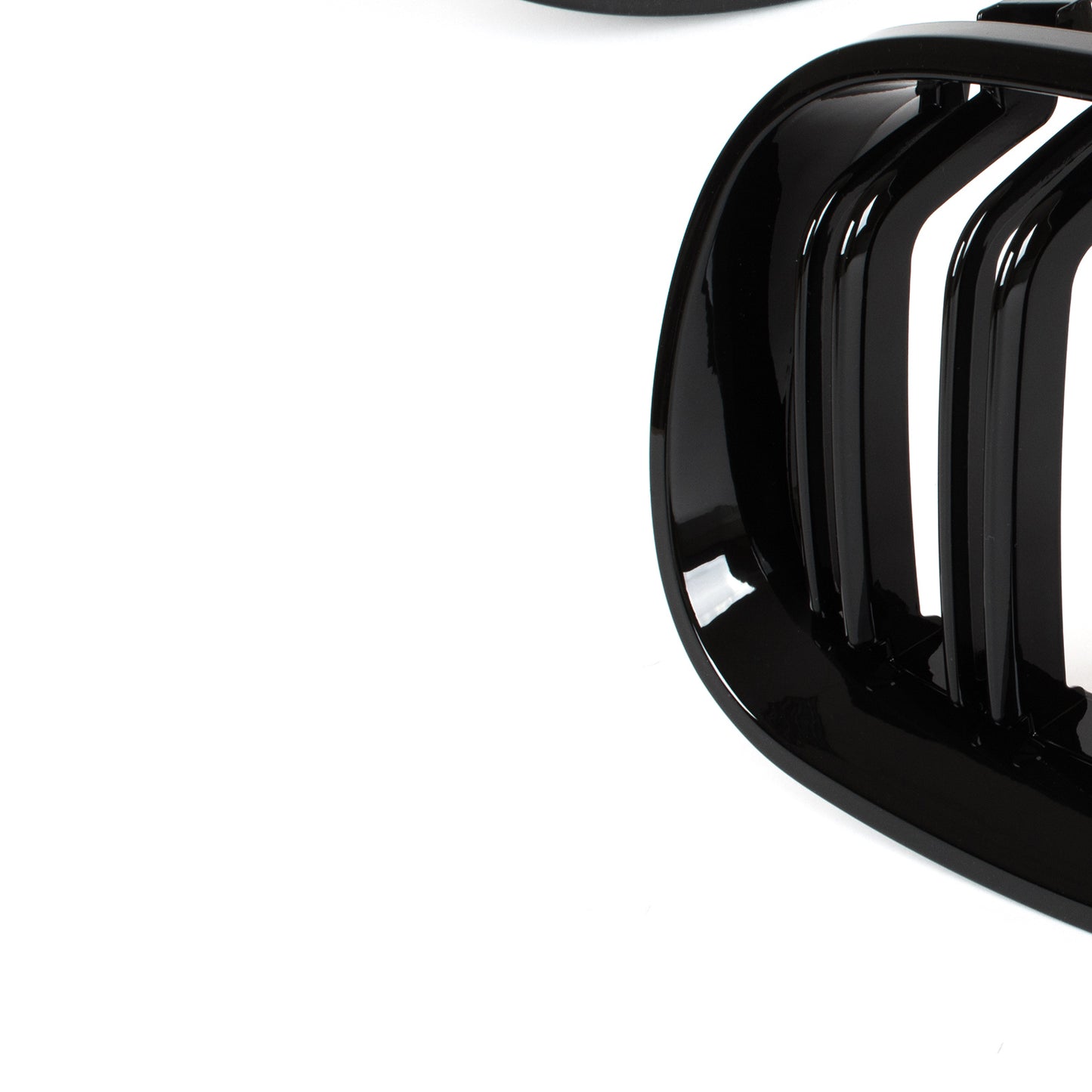 BMW 5 E60 / E61 03-10 grilles between headlights (kidneys) left + right set. BLACK GLOSSY DOUBLE BAR CURVED RIBS