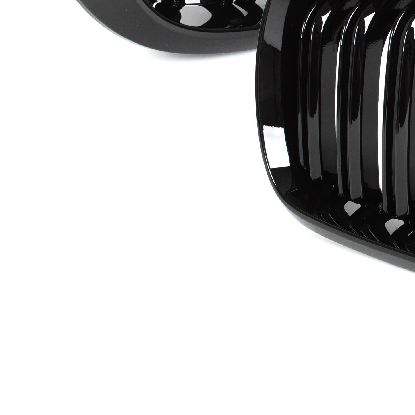 BMW X6 F16 14-19 dummy grilles between headlights (kidneys) left + right set. BLACK GLOSSY DOUBLE BAR