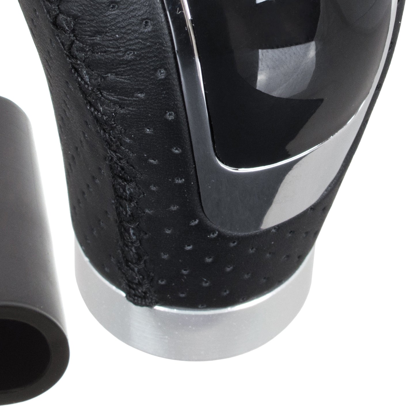 UNIVERSAL gear knob BLACK LEATHER + SILVER 6 SPEEDS
