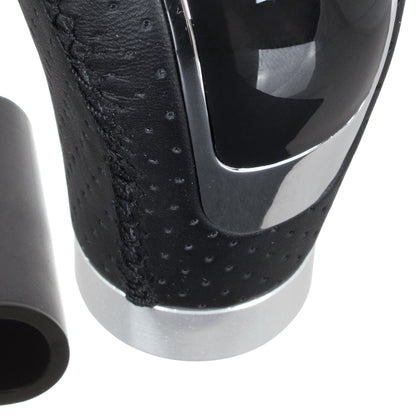 UNIVERSAL gear knob BLACK LEATHER + SILVER 6 SPEEDS