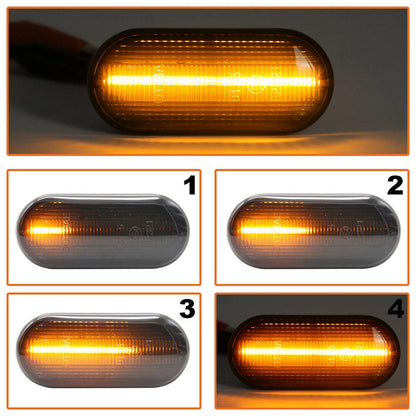 VW Bora Caddy II Golf IV Jetta Lupo Multivan V Passat B5 Polo III Sharan T5 LED DYNAMIC SMOKED side indicators 2 pcs. set