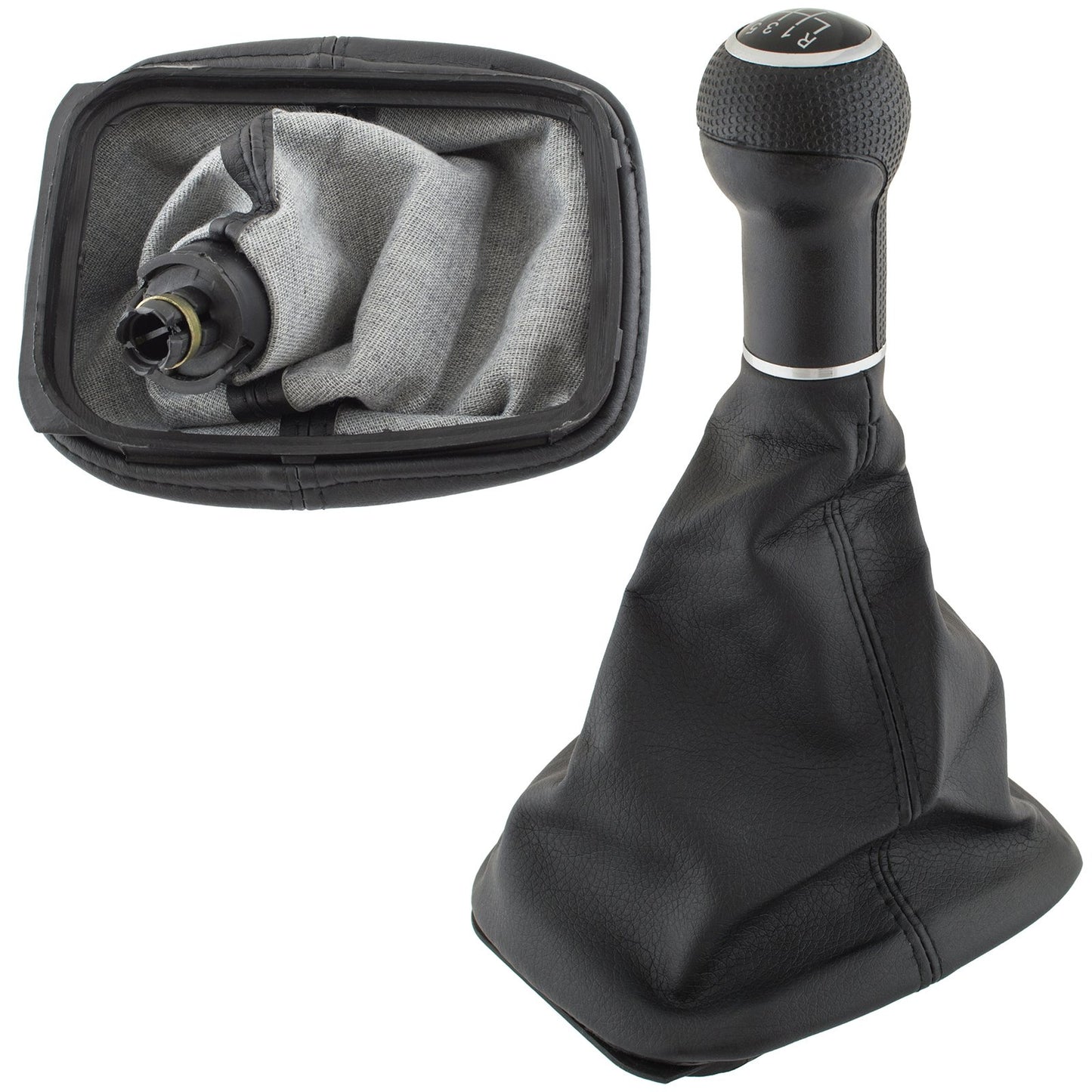 VW Golf IV 98-05 gear knob BLACK 6 GEARS + GAITER 12 MM HOLE