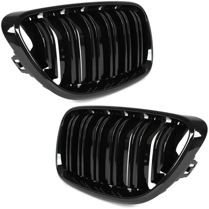 BMW 2 F23 2014- kidney grilles left + right set. BLACK GLOSSY DOUBLE BAR