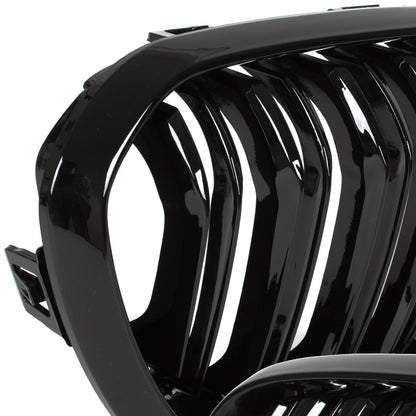 BMW 1 F21 15-18 grilles between headlights (kidneys) left + right set BLACK GLOSSY DOUBLE BAR