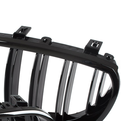 BMW 5 E60 / E61 03-10 grilles between headlights (kidneys) left + right set BLACK GLOSSY DOUBLE BAR