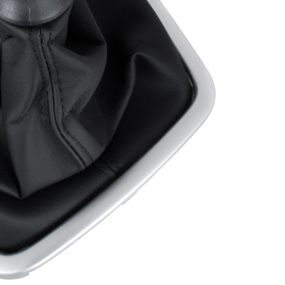 Renault Laguna III 07-15 gear knob BLACK / SILVER + BLACK GAITER WITH SILVER FRAME 6 SPEED