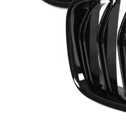 BMW 5 F07 GT 09-17 headlight grilles (kidneys) left + right set BLACK GLOSSY DOUBLE BAR