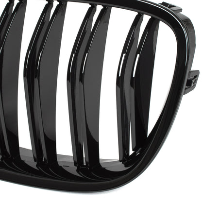 BMW 5 F07 GT 09-17 headlight grilles (kidneys) left + right set BLACK GLOSSY DOUBLE BAR