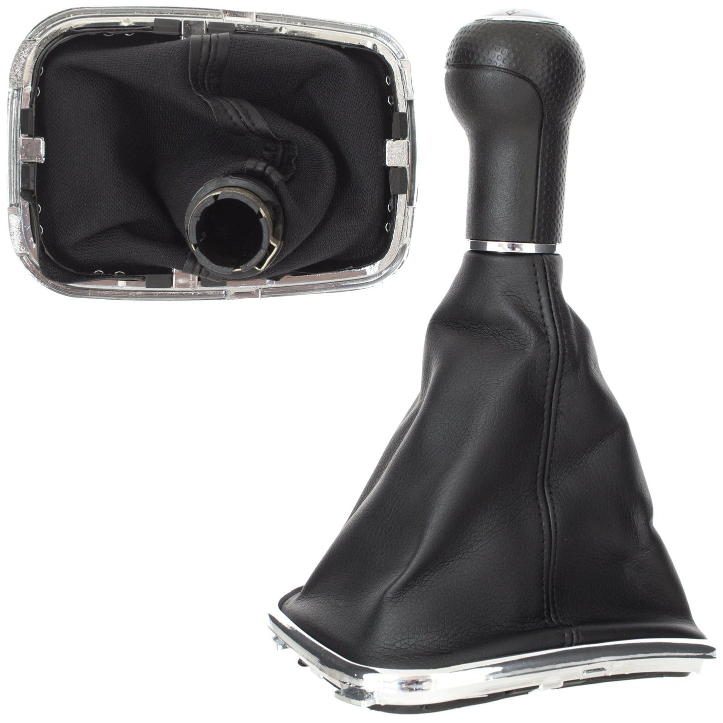VW Golf IV 97-03 gear knob SILVER + gaiter with CHROME frame 6 SPEED 23MM HOLE