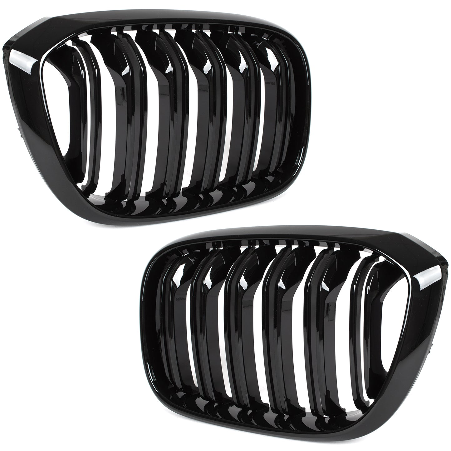 BMW X3 G01 2017 - grilles between headlights (kidneys) left + right set BLACK GLOSSY DOUBLE BAR