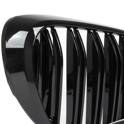 BMW 7 G11 G12 2015- Grilles between headlights (kidneys) left + right set. BLACK GLOSSY DOUBLE BAR