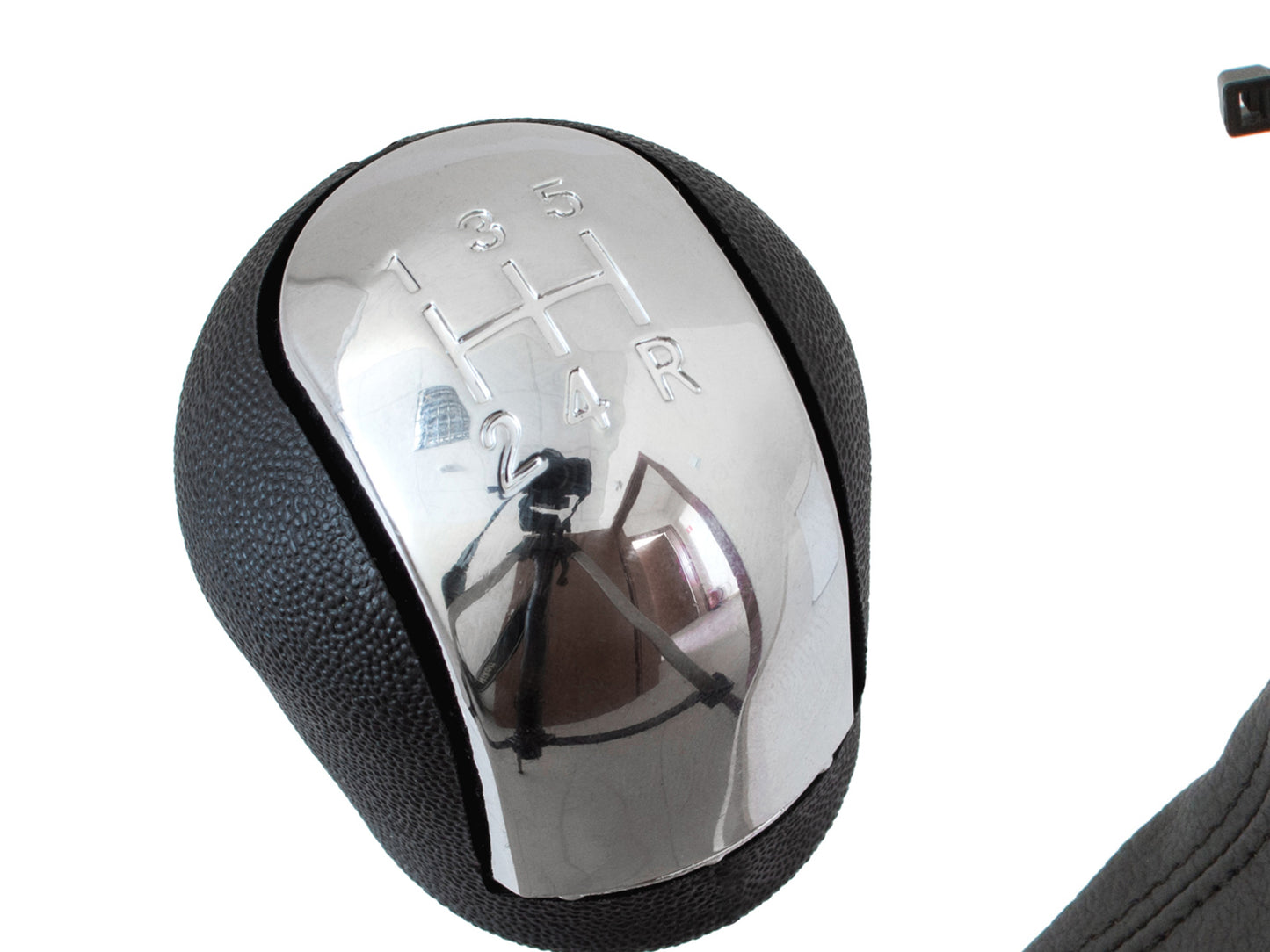 @@@@@ Opel Vectra C 02-08 Gear Knob 5 GEARS CHROME Reverse Down + Gear Stick Boot + WHITE Frame 2 pcs. SET