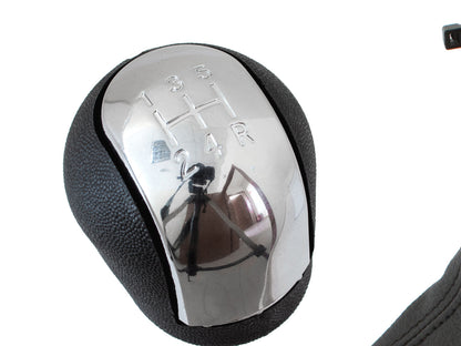 @@@@@ Opel Vectra C 02-08 Gear Knob 5 GEARS CHROME Reverse Down + Gear Stick Boot + WHITE Frame 2 pcs. SET