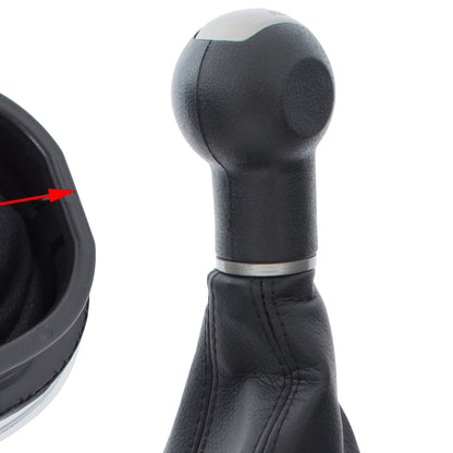 Seat Leon II 2005 - gear knob BLACK-BEIGE + gaiter with CHROME frame 5 SPEED