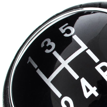 UNIVERSAL gear knob BLACK LEATHER + CHROME 5 GEARS