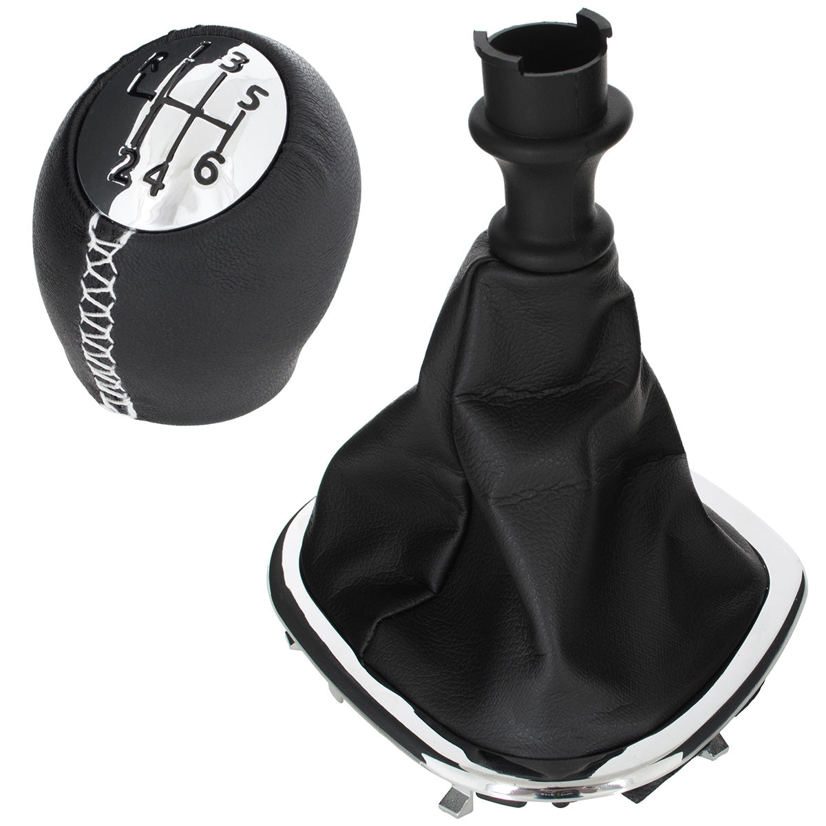 Renault Trafic III 14-19 Gear Knob BLACK / CHROME + BLACK GAITER WITH CHROME FRAME 6-SPEED