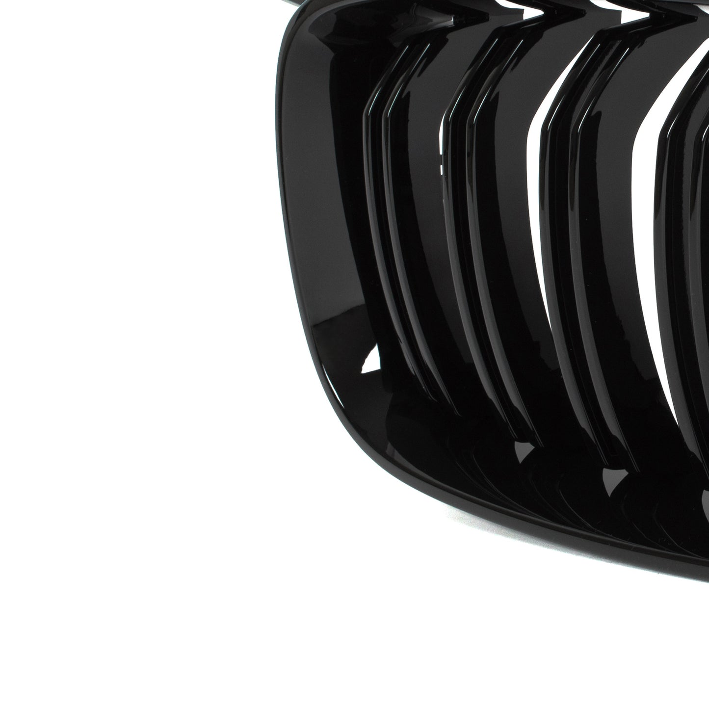 BMW 3 F34 GT 13-20 grilles between headlights (kidney grilles) left + right set. BLACK GLOSSY DOUBLE BAR