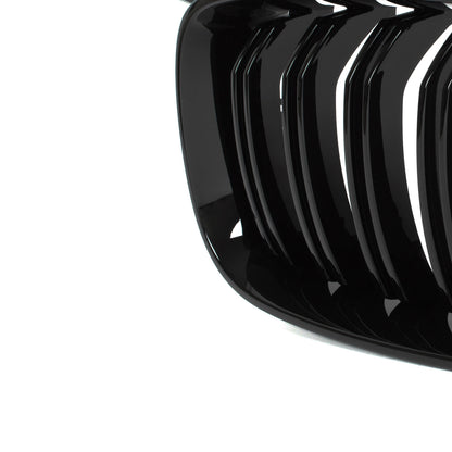 BMW 3 F34 GT 13-20 grilles between headlights (kidney grilles) left + right set. BLACK GLOSSY DOUBLE BAR