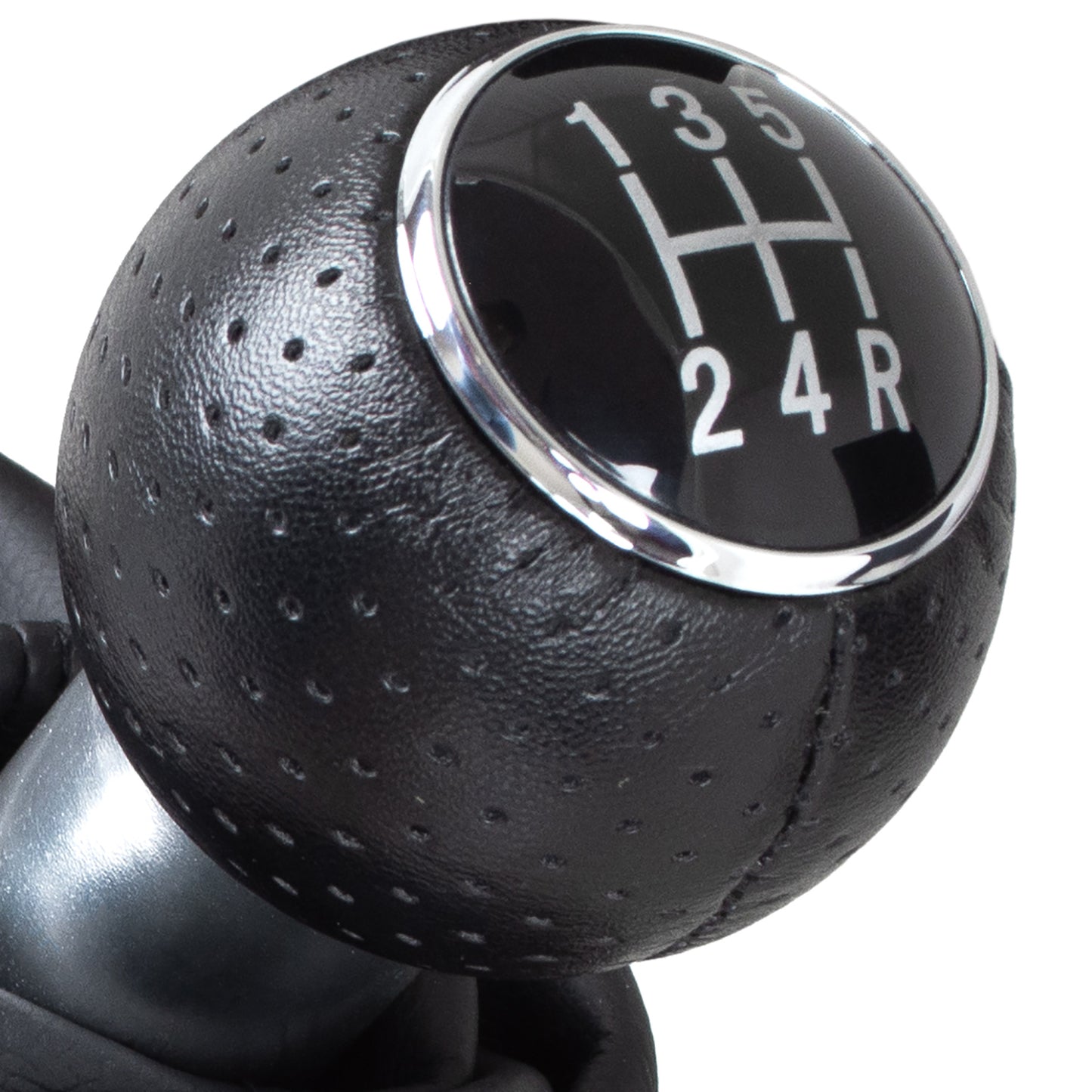 Audi A3 I 8L 96-03 BLACK Gear knob + BLACK gaiter + CHROME ring 5 GEARS REVERSE DOWN