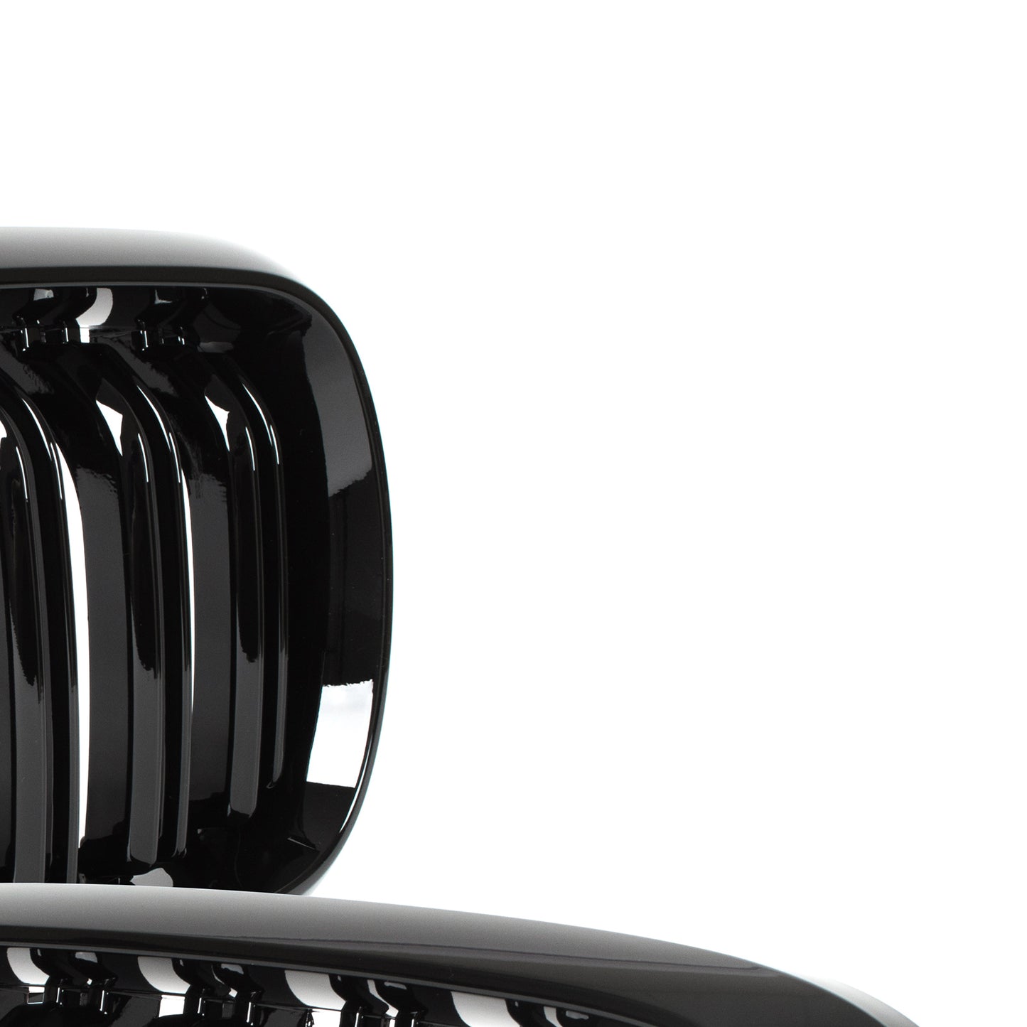 BMW X6 F16 14-19 dummy grilles between headlights (kidneys) left + right set. BLACK GLOSSY DOUBLE BAR