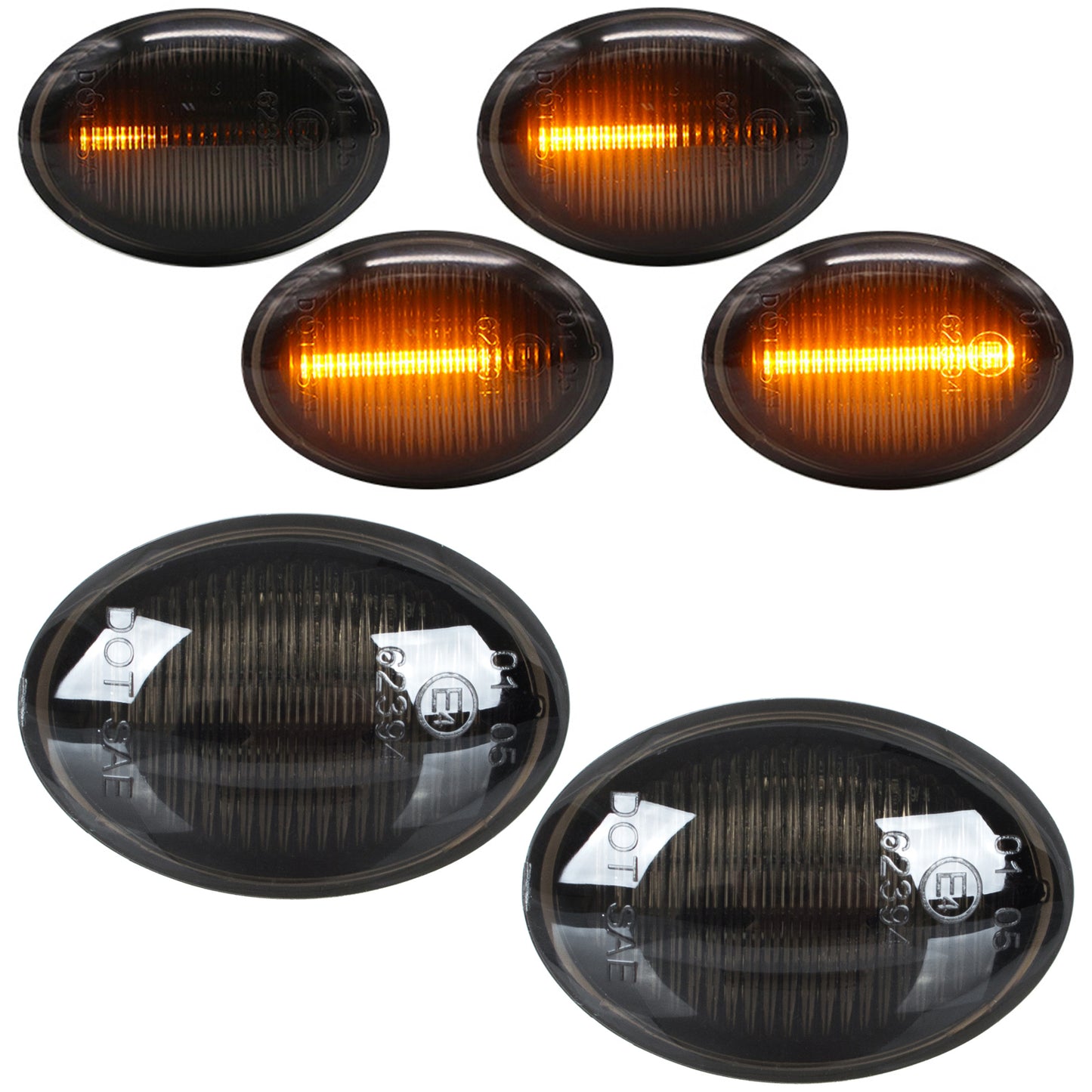 Fiat 500 500C 500L 2007- LED SMOKED DYNAMIC side indicator 2 pcs. SET