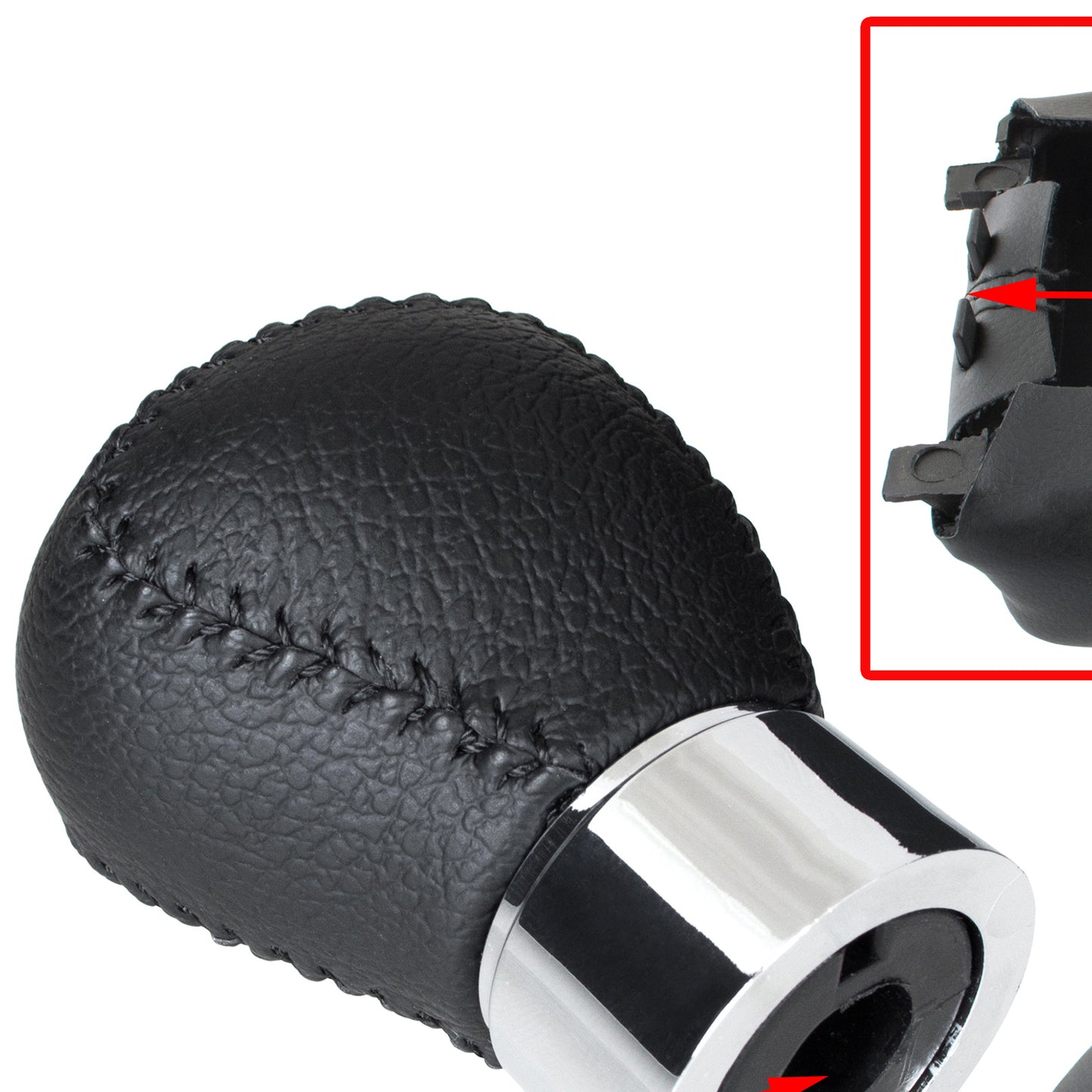 Mazda 6 GG/GY 02-08 gear knob BLACK LEATHER 5 GEARS 10 MM + gear stick gaiter + frame 2 pcs. SET