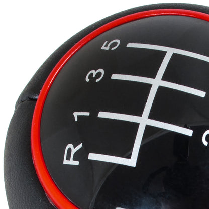 Audi Seat Skoda VW gear knob BLACK + RED RING + CHROME 6 SPEEDS