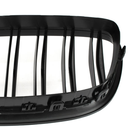 BMW 5 F07 GT 09-17 headlight grilles (kidneys) left + right set BLACK GLOSSY DOUBLE BAR
