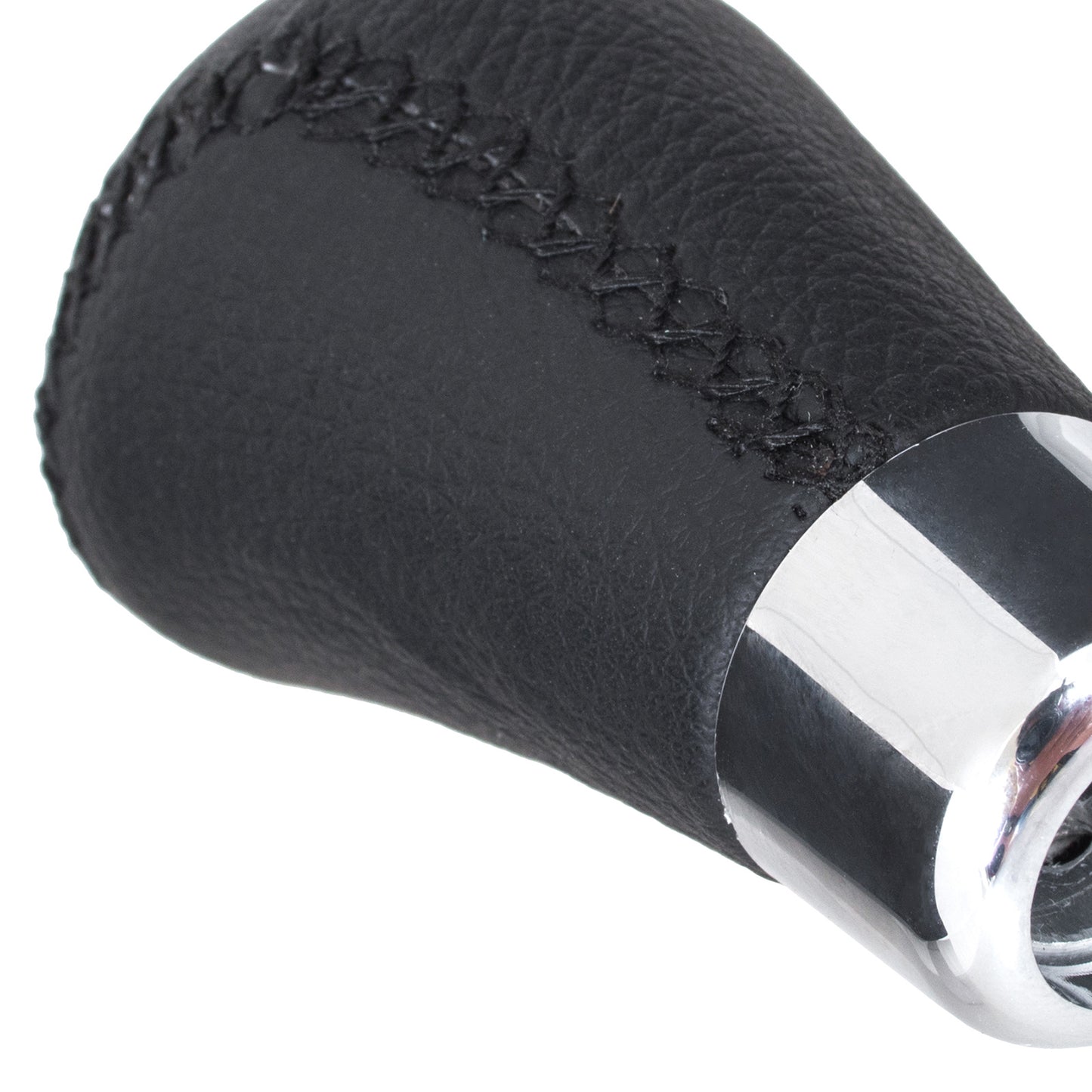 UNIVERSAL gear knob BLACK LEATHER + CHROME + 5 AND 6 SPEED EMBLEMS SET