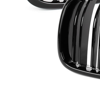 BMW 5 E39 95-03 SEDAN / ESTATE grilles (kidneys) left + right set BLACK GLOSSY DOUBLE BAR
