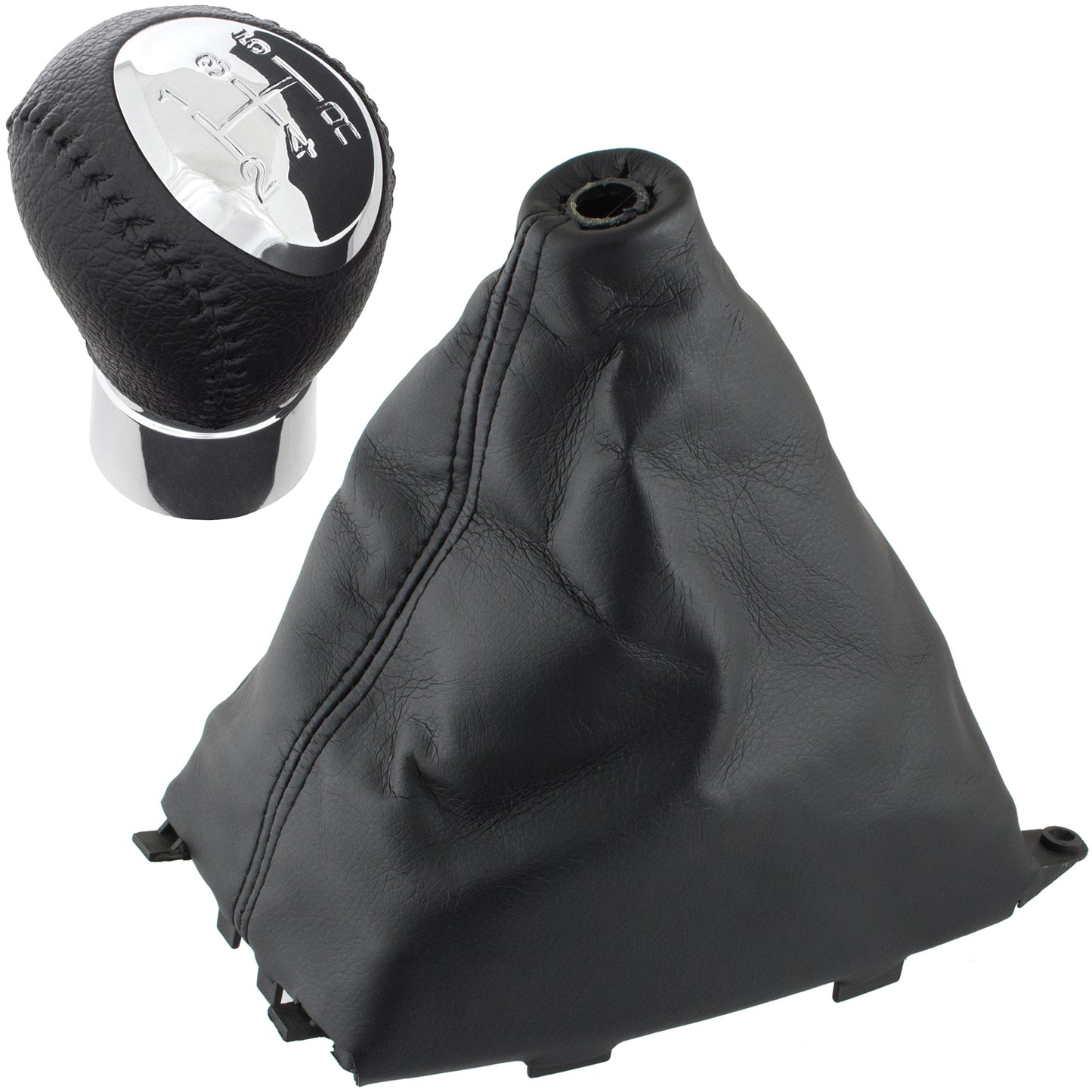 Mazda 6 GG/GY 02-08 gear knob BLACK LEATHER 5 GEARS 10 MM + gear stick gaiter + frame 2 pcs. SET