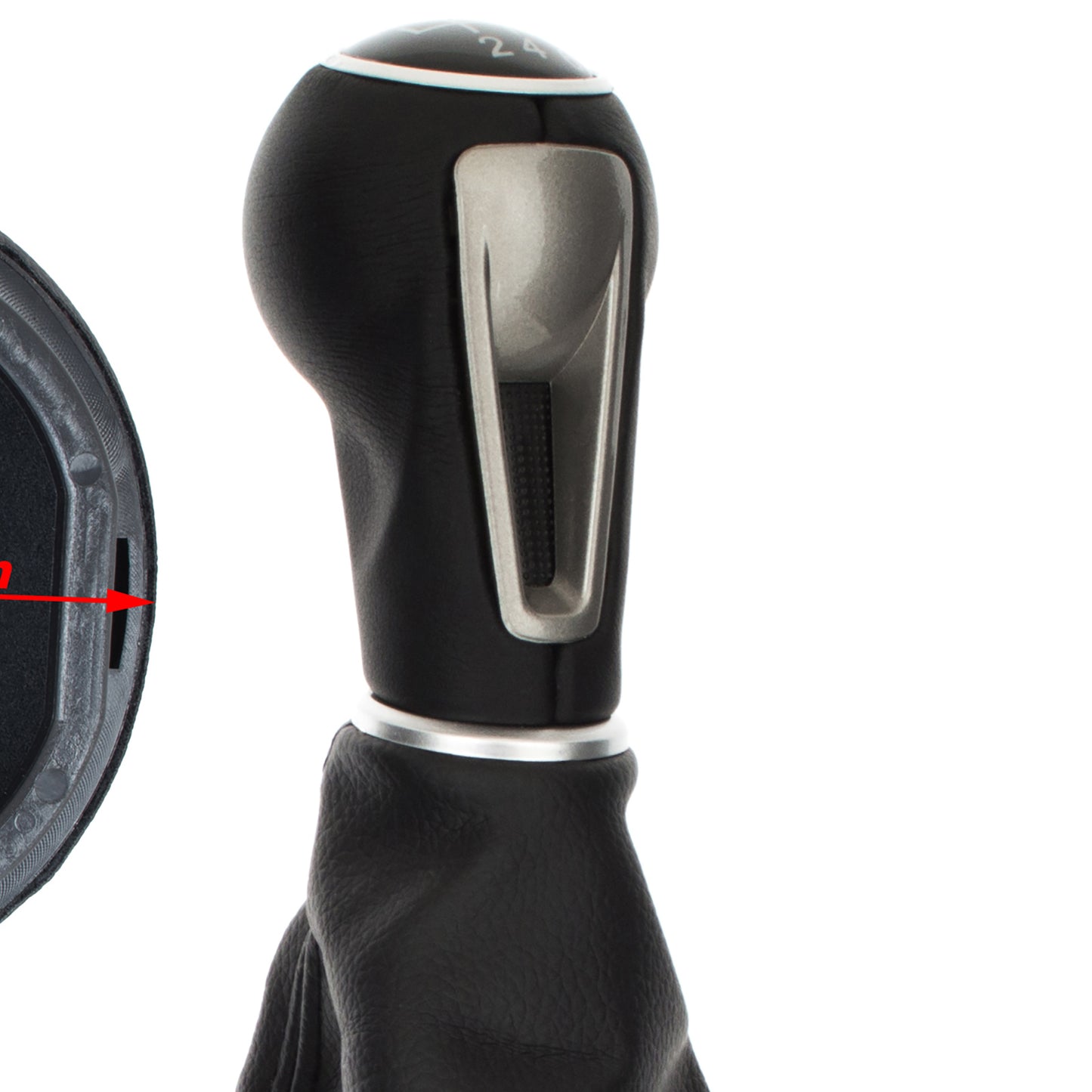 Seat Leon II 05-13 gear knob BLACK ECO-LEATHER + gaiter with frame 6 SPEEDS