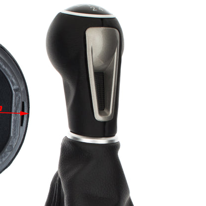 Seat Leon II 05-13 gear knob BLACK ECO-LEATHER + gaiter with frame 6 SPEEDS
