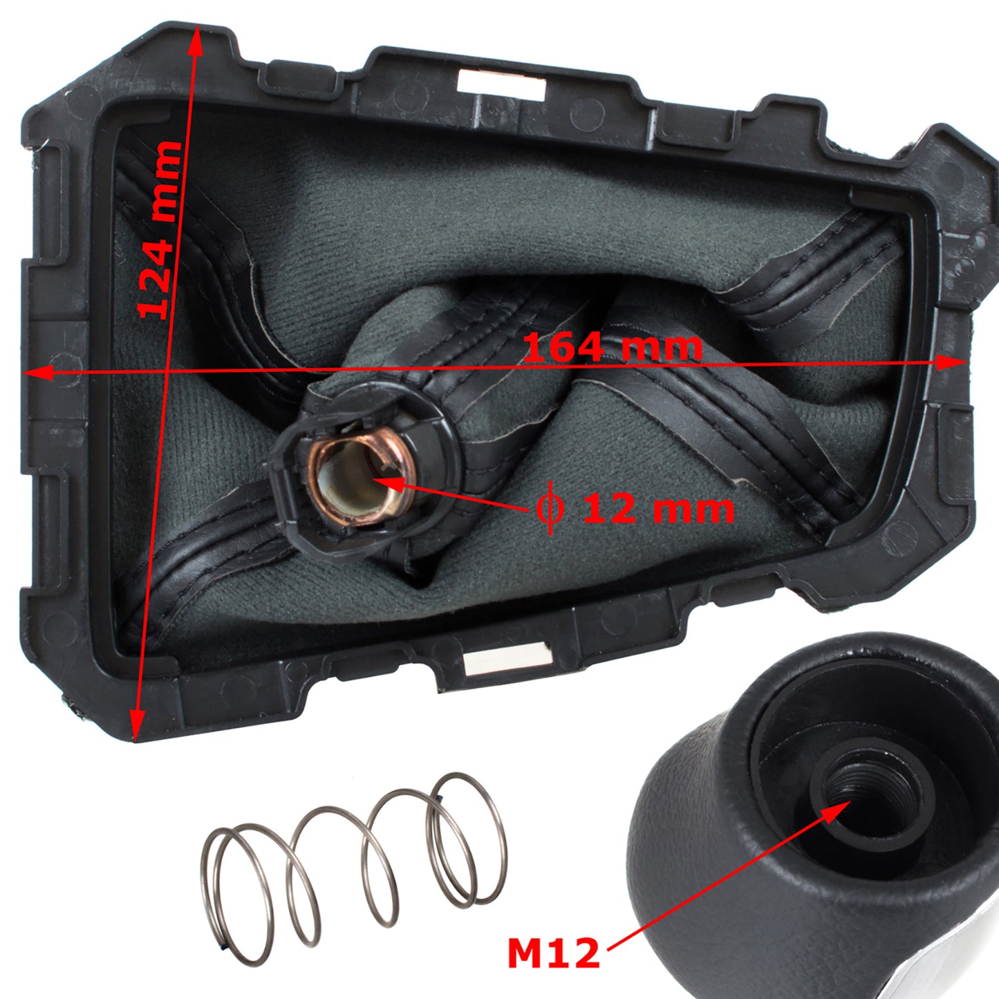 Ford Focus Mk3 11-14 gear knob BLACK ECO-LEATHER + SILVER + gaiter with frame 6 SPEEDS