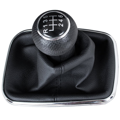 VW Golf IV 97-03 gear knob BLACK + gaiter with chrome frame 6 GEARS 12MM HOLE