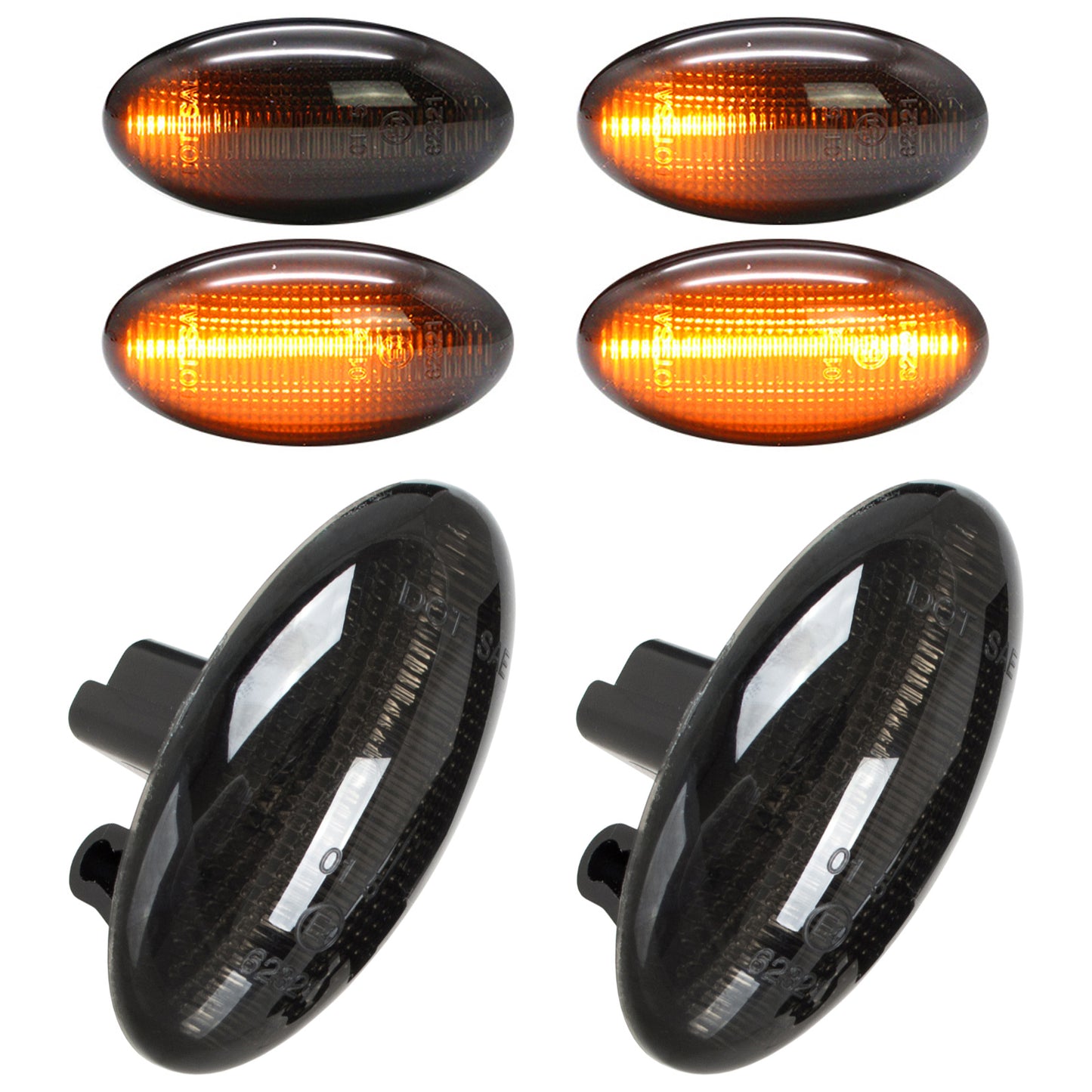 Citroen Berlingo C-Crosser C-Elysee C1 C2 C3 C4 C5 C6 Jumpy Spacetourer Xsara LED DYNAMIC SMOKED side indicators 2 pcs. SET