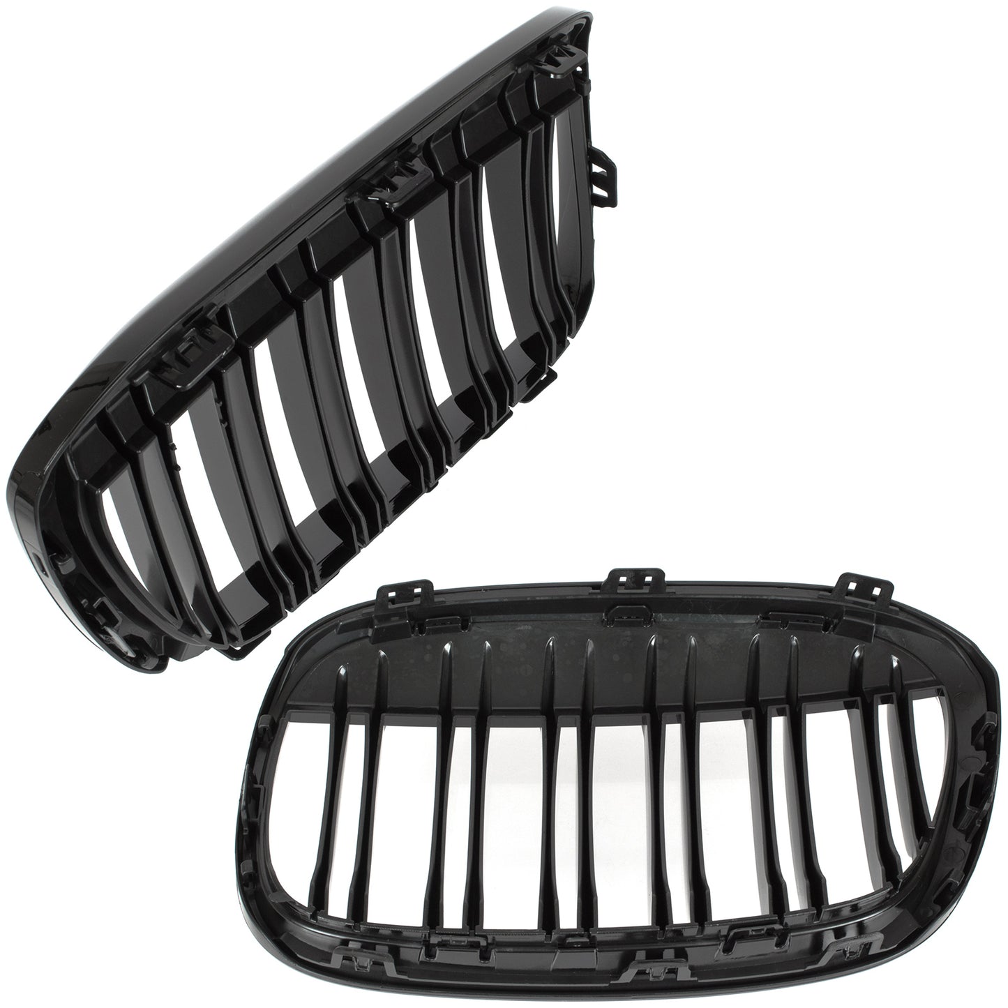 BMW X1 F48 15-19 Grille (Kidneys) Left + Right Set BLACK GLOSSY DOUBLE BAR